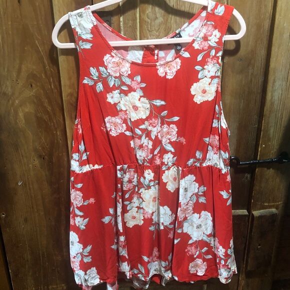 TORRID BLOOD ORANGE FLORAL CHALLIS FLOWY BABYDOLL TANK WOMENS 2X - Picture 5 of 10